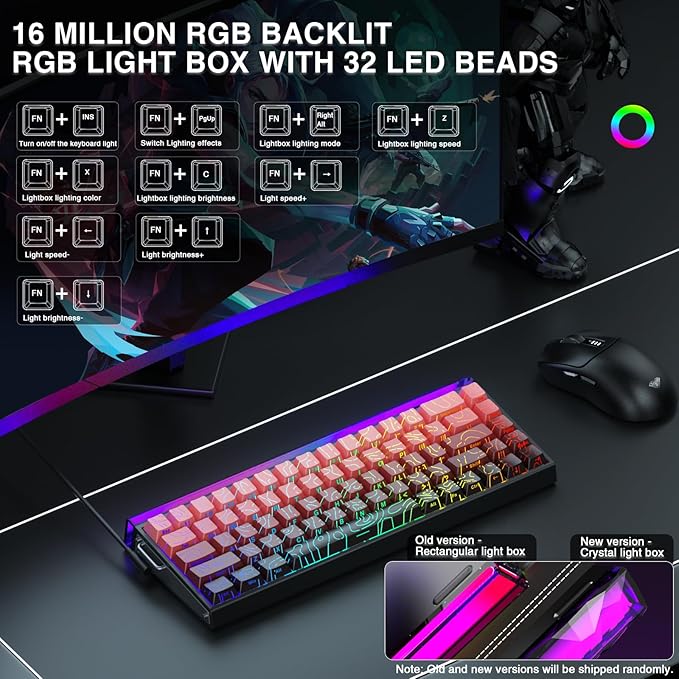 AULA Hero 68 HE 60% Gaming Keyboard Wired Hall Effect Magnetic Switch Keyboard with 8K Hz Polling Rate Side Printed PBT Keycaps RGB Light Box Customizable Web Software for PC/Mac Gamers
