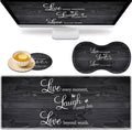Large Game Mouse Pad + Wrist Support Pad + Coffee Coaster Quote Live Love Laugh Foldable Table Mat with Stitched Edge Non-Slip Set Pad Suitable for Office Work and Home