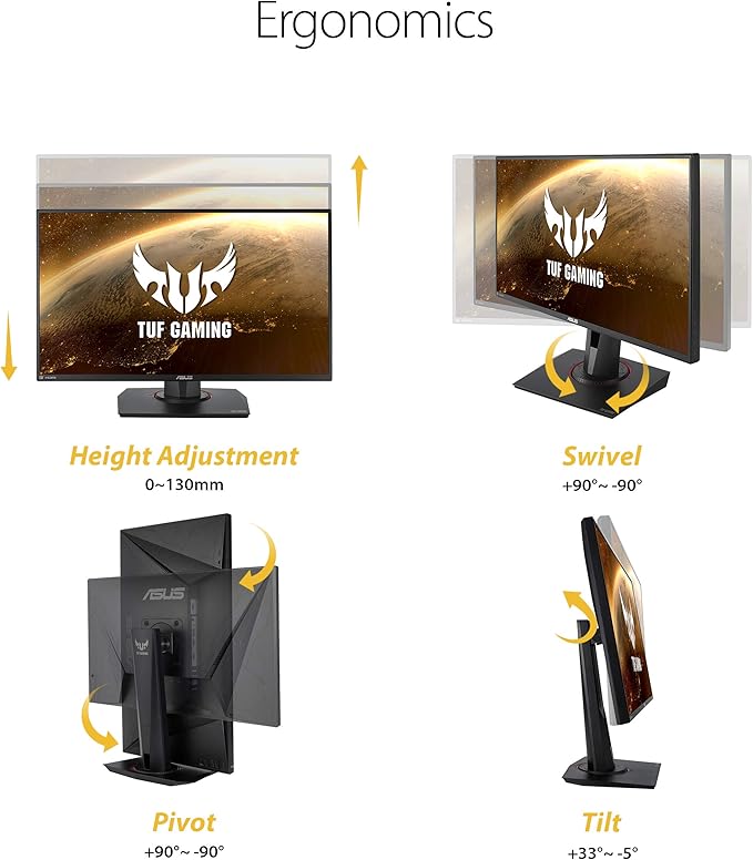 ASUS TUF Gaming VG259QM 24.5” Monitor 1080P Full HD (1920 x 1080) Fast IPS 280Hz G-SYNC Compatible Extreme Low Motion Blur Sync1ms DisplayHDR 400 Eye Care DisplayPort HDMI Black