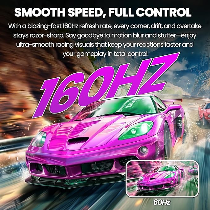 CRUA 32'' 4K Gaming Monitor 160Hz UHD 3840x2160 IPS Screen Height/Pivot/Swivel/Tilt Adjustable Vertical Monitor Support FreeSync Built-in Speakers 120% sRGB PIP/PBP HDMI 2.0 &amp DP 1.4-Black