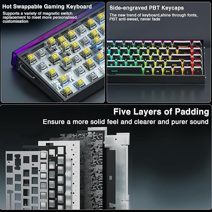 AULA Hero 68 HE 60% Gaming Keyboard Wired Hall Effect Magnetic Switch Keyboard with 8K Hz Polling Rate Side Printed PBT Keycaps RGB Backlit Light Box Customizable Web Software for PC/Mac Gamers