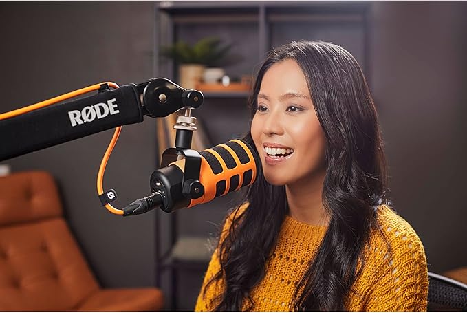 Rode PodMic Cardioid Dynamic Broadcast Microphone with WS14 PodMic Pop Filter - Orange