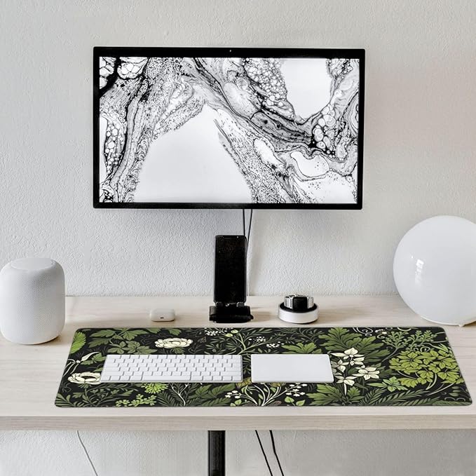Botanical Garden Floral Mouse PadDesk MatLarge Waterproof Non-Slip Rubber Mousepad with Stitched Edges Office Home Computer Desk Accessories35.4X15.7