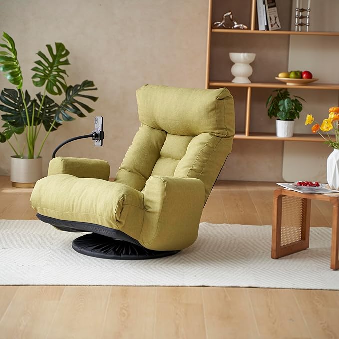 360° Swivel Sofa ChairGaming ChairLiving Room Lounge Chair5-Position Adjustable Head and LumbarSwivel Seat Indoor Coffee Chair (Green)