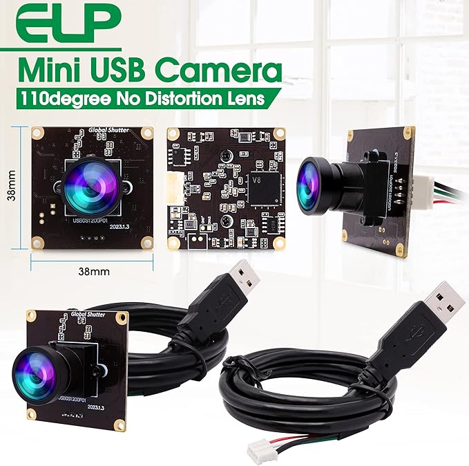 Wecamera_usb High Speed Wide Angle Global Shutter USB Camera Module for Computer 1080P Mini Webcam Board High Frame 90fps Web PC Camera Board for Laptop Raspberry Pi (110degree No Distortion Lens)