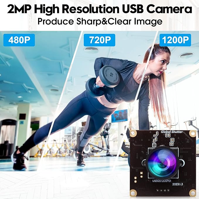 Wecamera_usb High Speed Wide Angle Global Shutter USB Camera Module for Computer 1080P Mini Webcam Board High Frame 90fps Web PC Camera Board for Laptop Raspberry Pi (110degree No Distortion Lens)