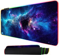 ToLuLu RGB Mouse Pad Gaming Large LED Mouse Pad with 14 Lights Modes 35.4 x 15.7 inches XXL Desk Mat for Keyboard and Mouse Extended Desk Pad Mat PC Gaming Mousepad Accessories（Blue Purple Galaxy