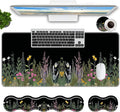 Keyboard Mouse Pad SetLarge Mouse Pad+Keyboard Wrist Rest+Wrist Support+Coaster31.5x11.8in Extended Desk Mat for Computer Laptop Office Home - Weeds