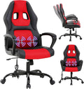 Silla Gamer Ergonomic Massage Gaming Chair - Leather Racing Style Comfortable for Adults &amp Kids - Red