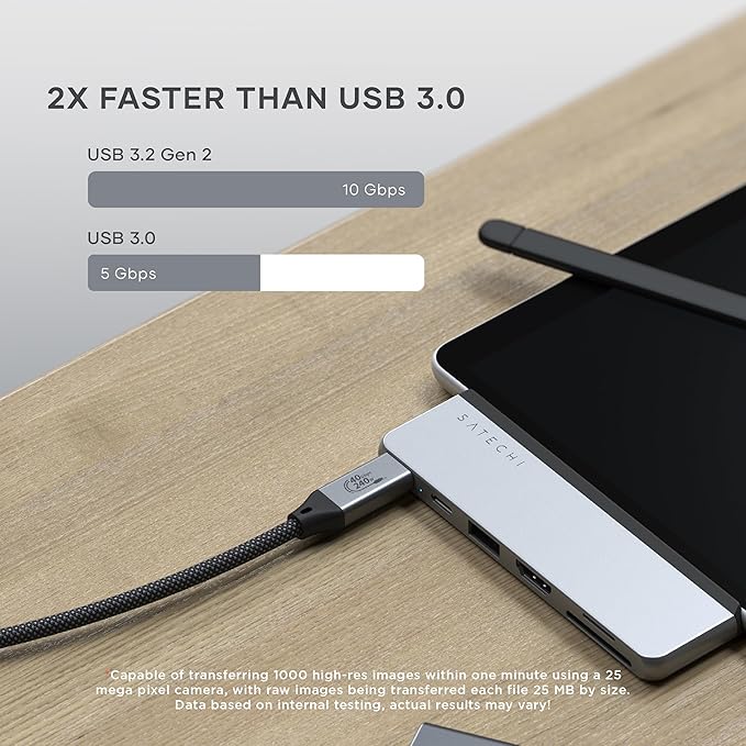 Satechi Dual USB-C hub for Surface Pro 11/10/9 Docking Station with 3.2 USB-A 4k/60Hz HDMI USB4 Pass-Through 3.2 USB-C UHS-I SD/TF Card