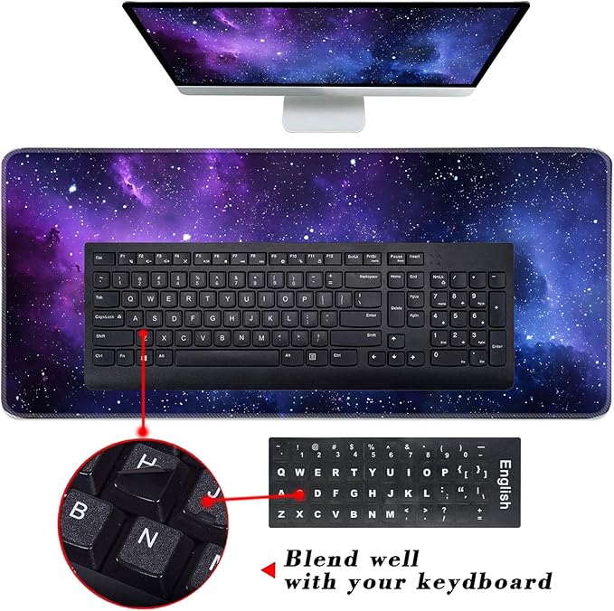 Keyboard Wrist Rest and Mouse Pad with Wrist Support Set Ergonomic CoasterMemory FoamEasy Typing Pain ReliefLarge XL Desk Mat 31.5x 11.8Galaxy Design