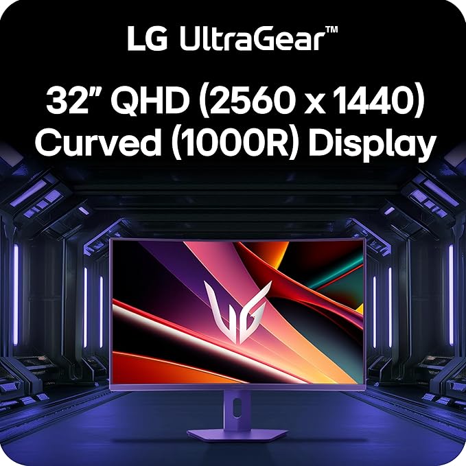 LG 32G600A-B 32-inch Ultragear QHD (2560 x 1440) Curved Gaming Monitor 180Hz 1ms AMD FreeSync HDMI DisplayPort Tilt/Height/Swivel Adjustable Stand Black