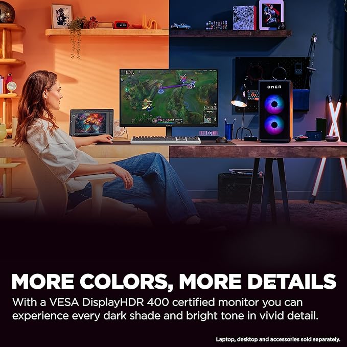 HP OMEN 24.5 inch FHD 360Hz Gaming Monitor FHD Display (1920 x 1080) IPS Panel Technology VESA DisplayHDR 400 1ms GtG (with Overdrive) NVIDIA G-SYNC Compatible Black OMEN 25 (2025)
