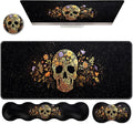 Ergonomic Keyboard Wrist Rest &amp Mouse Pad Wrist Rest SetXL Gaming Desk Mat 31.5x 11.8Non-Slip BaseMemory FoamEasy Typing Pain Relief for Office &amp HomeFloral Skull on Starry