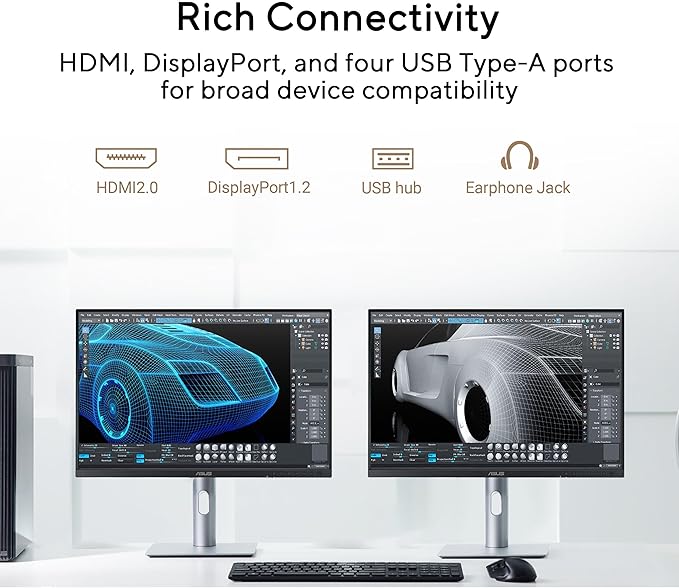 ASUS ProArt Display 24” 16:10 Professional Monitor (PA248QFV) – IPS WUXGA (1920 x 1200) 100% sRGB Color Accuracy ΔE &lt 2 Calman Verified 100Hz HDR-10 Light Sync Ergonomic 3 yr Warranty