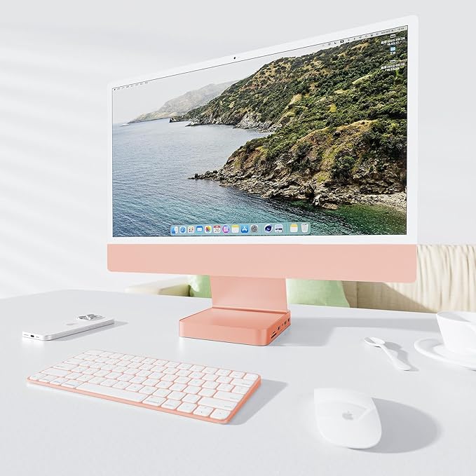 USB C HUB for iMac 24 inch 2021/2023/2024 USB Hub Adapter iMac Accessories for iMac M1/M3/M4 with USB C 10Gbps 3*USB A SD/TF Docking Station Support Expand M.2 SSD (Not Included) Orange