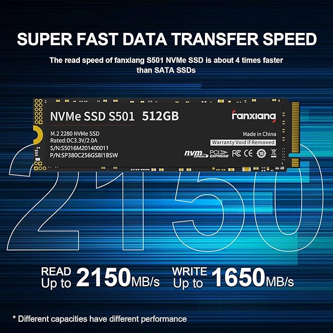 fanxiang S501 512GB NVMe SSD 3D NAND1.3 PCIe Gen3x4 M.2 2280 Internal Solid State Drive (Read/Write Speed up to 2150/1600 MB/s) Compatible with Laptop &amp PC Desktop