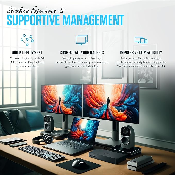 WD19 Dell Dock Station USB C - Docking Station Dual Monitor with 130W HDMI Cable Dual DisplayPort &amp Microfiber Cleaning Cloth - Laptop Docking Station (Renewed)
