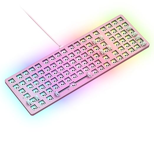 GLORIOUS Gaming GMMK 2 Full Size (96%) Barebones (Frame Only) - Mechanical Gaming Keyboard Frame Full Size (96%) Aluminium Customisable Per Key RGB American QWERTY Layout - Pink