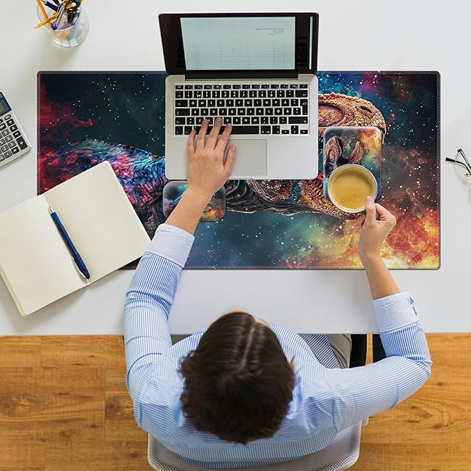 Ergonomic Desk Pad Mat &amp Keyboard Wrist Rest Set 3-in-1 Office Mouse Pad with Memory Foam Support Non-Slip Computer Blotter for Home Gaming &amp Writing 23.6 x 11.8 Dinosaur