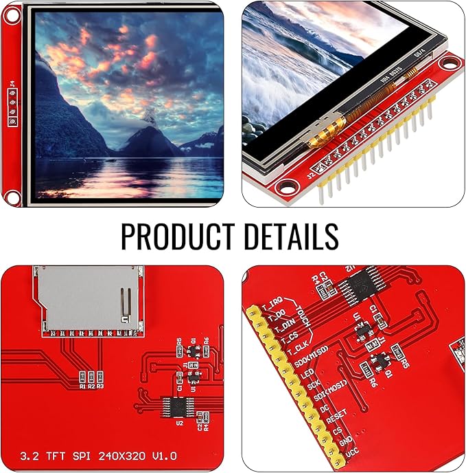 2pcs 3.2 SPI TFT LCD Display Touch Panel ILI9341 240x320 TFT LCD Touch Screen Shield 5V/3.3V STM32 Display Module SPI Serial with Touch Pen