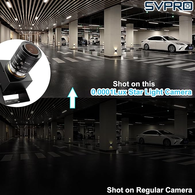 SVPRO 1080P USB Camera Starlight Low Light Webcam with Zoom Lens 3.6-10mm Manual Focus Machine Vision Industrial Camera UVC Plug and Play for Computer and Laptop