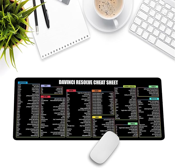 Davinci Resolve Windows PC Shortcuts Mouse Pad Desk Mat for Extended Keyboard &amp Mousemat for Video Editing Essential Computer Accessories for Study Work and Reference Purposes KMH