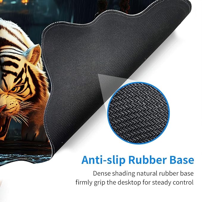 Desk Mat Mouse Pad with Wrist Rest 4-in-1 Large Mouse Pads for Desk Ergonomic Mouse Pad and Keyboard Wrist Rest Gaming Keyboard Mat for OfficeWhite Tiger