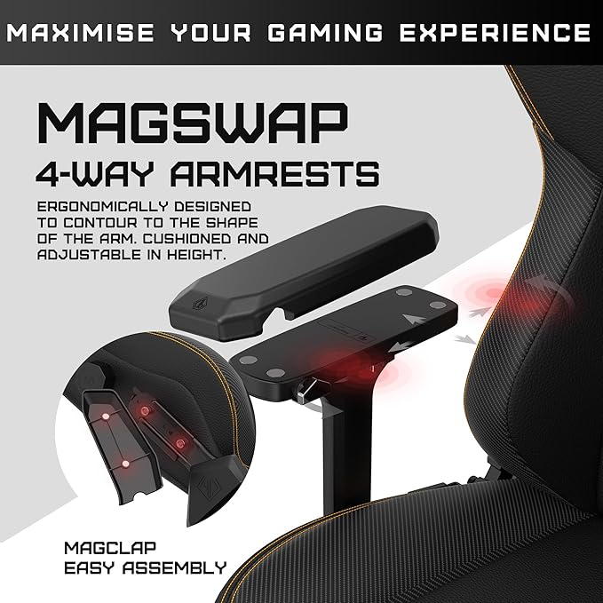 Anda Seat Kaiser 3 Large Gaming Chair for Adults - Ergonomic Black Fabric Gaming Seat with Lumbar Support Comfortable Office Chairs with Neck Support - Heavy Duty Wide Computer Seat