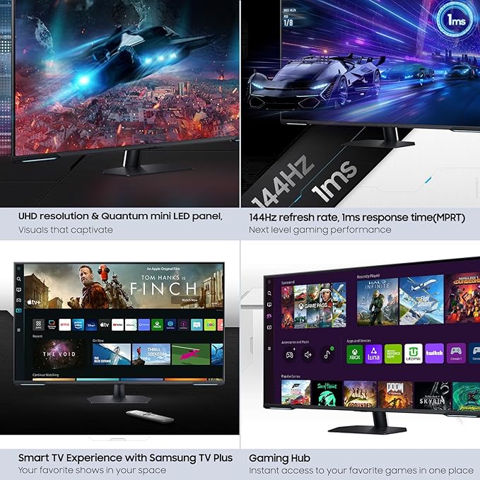 SAMSUNG 43 Odyssey Neo G7 Series 4K UHD Smart Gaming Monitor 144Hz 1ms VESA Display HDR600 Quantum Matrix Technology AMD FreeSync Premium Pro LS43CG702NNXZA Black