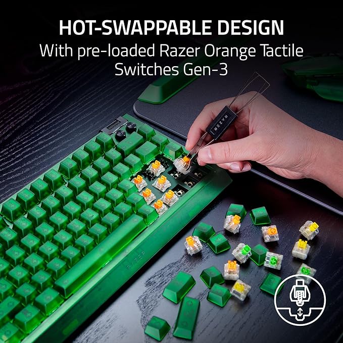 Razer BlackWidow V4 75% Mechanical Gaming Keyboard: Hot-Swappable Design - Compact &amp Durable - Orange Tactile Switches - Chroma RGB - MF Roller &amp Media Keys - Comfortable Wrist Rest - Phantom