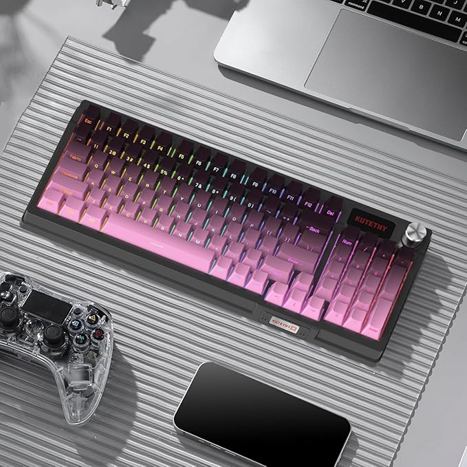 KUTETHY KY95 Series Wireless Mechanical Gaming KeyboardPre-lubed Kailh Dark Chocolate Switches98% Gasket Hot Swappable Custom RGB Side Printed PBT Keycaps Keyboard(BlackberryDark Chocolate switch)