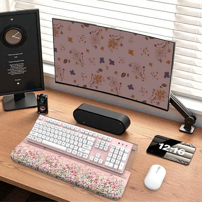 HAOCOO Ergonomic Keyboard Rest Wrist PadComfortable Keyboard Wrist Rest Holder 3-Level Height Adjustment Acrylic Keyboard Stand Easy Typing Desk Accessories Aesthetic Keyboard Riser for Desk