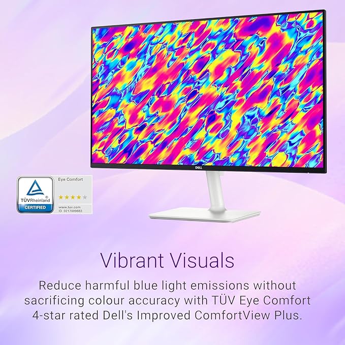Dell S24 inch Monitor LED FHD - 100Hz Refresh Rate 15001 Contrast Ratio AMD FreeSync - VESA 3H Hardness Anti-Glare 2 x HDMI Ash White