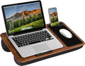 LAPGEAR Home Office Lap Desk with Device Ledge Mouse Pad and Phone Holder - Espresso Woodgrain - Fits up to 15.6 Inch Laptops - Style No. 91575