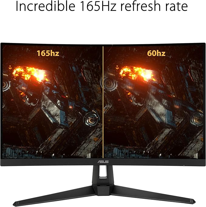 ASUS TUF Gaming VG27WQ1B 27” Curved Monitor 1440P WQHD (2560 x 1440) 165Hz (Supports 144Hz) 1ms Adaptive-sync/FreeSync Premium Extreme Low Motion Blur Eye Care HDMI DisplayPort HDR10