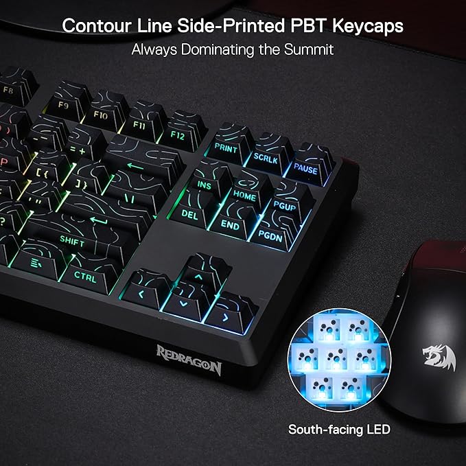Redragon K737 PRO Wireless 87 Keys Gasket Gaming Keyboard 80% Premium CNC Aluminum Mechanical Keyboard Hot-Swap South-Facing LED Socket 5-Layer Noise Dampening Side-Printed PBT Contour Line Keycap