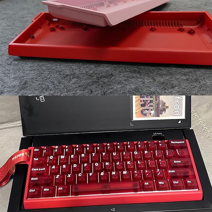 FKZ H60 Aluminum Keyboard Case60% Compact Customized Mechanical Gaming Keyboard Housing Compatible with Wooting60/Win60/GH60/MADLIONS MAD60HE/61Keys Barebones Keyboard DIY (Red)