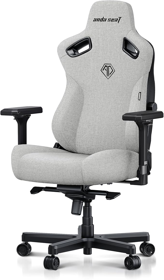 Anda Seat Kaiser 3 Large Gaming Chair for Adults - Ergonomic Gray Fabric Gaming Seat with Lumbar Support Comfortable Office Chairs with Neck Support - Heavy Duty Wide Computer Seat