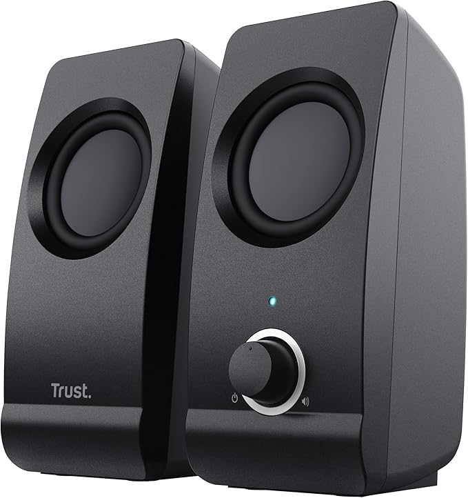 Trust Remo 2.0 PC Speakers 16W (8W RMS) USB Powered Jack 3.5mm Stereo Speaker Set with Volume Control Compact Sound System for Computer and Laptop - Black