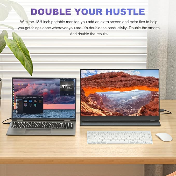 18.5 Inch Portable Monitor for Laptop FHD 1080P 100% sRGB Travel Monitors for Laptop Portable Computer IPS Display w/VESA External Monitor USB-C HDR HDMI Portable Screen w/Smart Cover &amp Speaker