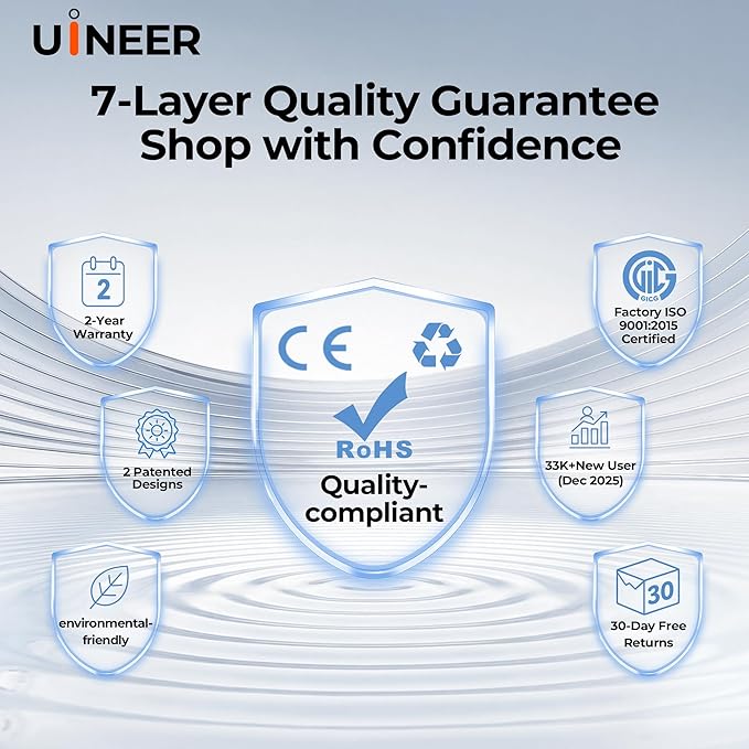 Uineer Wireless Ergonomic Mouse Bluetooth Mice (BT4.0/5.0 and 2.4G) Rechargeable Vertical Mouse 3 Multi-Device Connectivity for Computer/PC/Mac/Laptop Quiet Clicks for Office Gaming Home Black