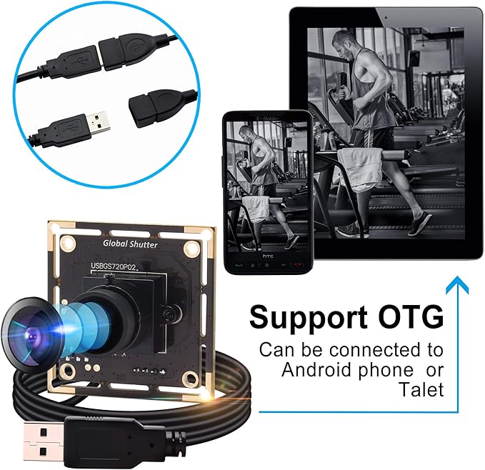 Global Shutter USB Camera Module 720P 60FPS Wide Angle 1MP UVC USB2.0 PC Camera for Laptop Jetson Nano