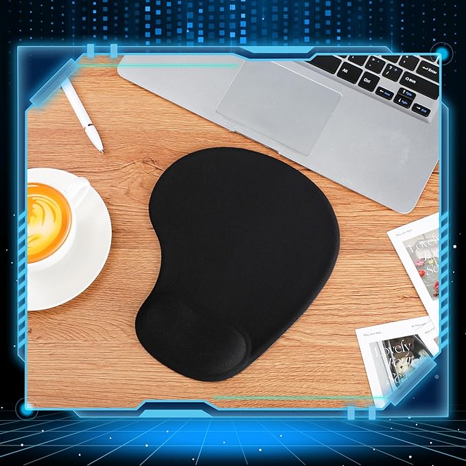 24 Pcs Ergonomic Mouse Pad with Wrist Support Office Mousepad Gaming Black Mouse Mat Wrist Pad Desk Accessories Workspace Organizers Non Slip Silicone Base for Home Office Computer Laptop Travel