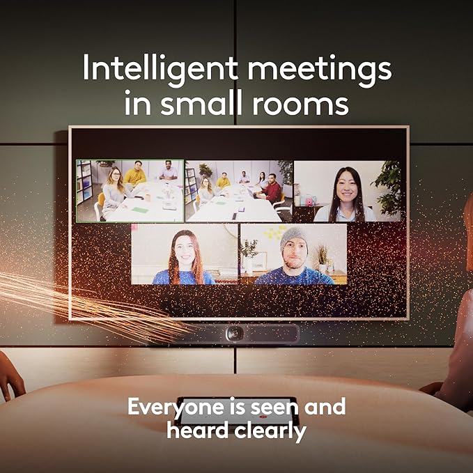 Logitech MeetUp 2 All-in-One USB Conference Room Camera Compact Video Bar with Built-in AI Features Works with Microsoft Teams Zoom Rooms Google Meet and More (Renewed)