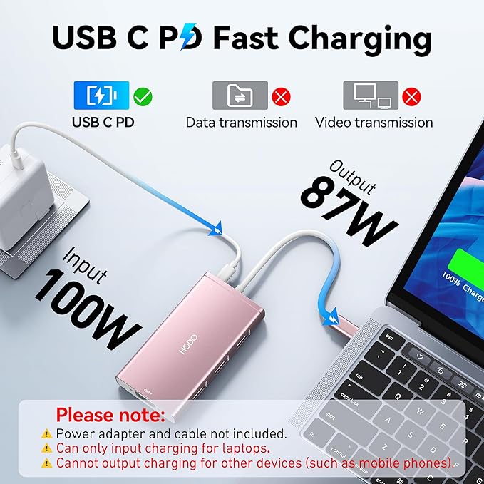 USB C Docking Station Dual Monitor Adapter for Dell HP Laptop Docking Station 3 Monitors Quadruple Display USB C Hub Dongle to 4K HDMI+DisplayPort+VGA3 USB2.0100W PD 8 in 1 Thunderbolt Dock