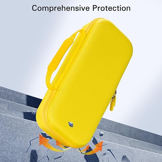 CoBak Hard Carrying Shell Case for PlayStation Portal Remote Player - with 2 Screen Protector 1 Grip Case 4 Thumb Grip Caps Hard Outer Cover for PS5 Portal Yellow
