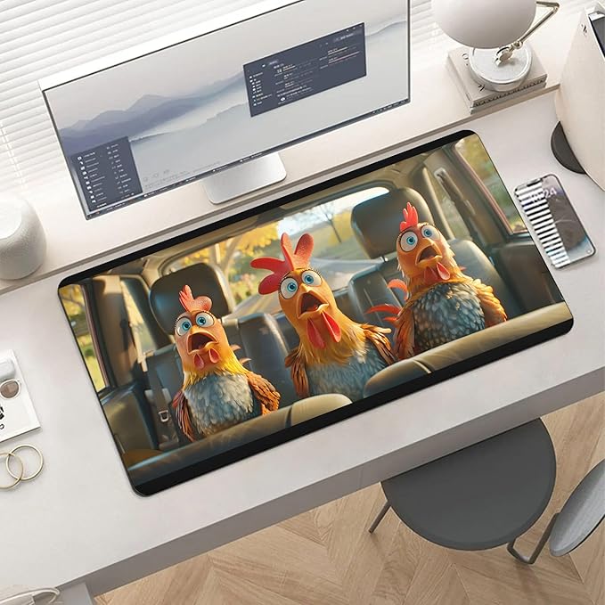 XXL Gaming Mouse Pad Animal Funny Rooster XXL Gaming Mouse Pad Large Desk Mat Protector for Desktop Anti-Slip Rubber Extended Computer Keyboard Mat Writing Pad for Work Office 15.7 * 35.4 inB-1764