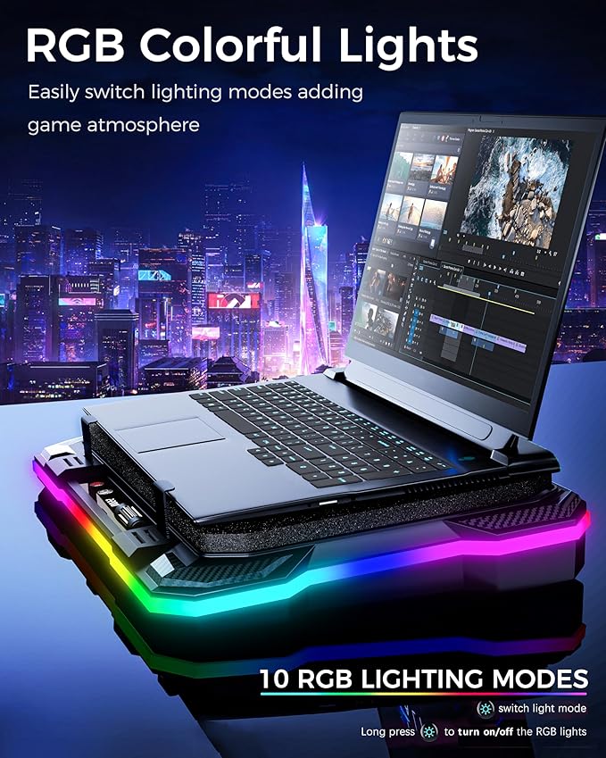 AICHESON 003 Blue Laptop Cooler Pad and K1 12V Gaming Laptop Cooling Pad Set