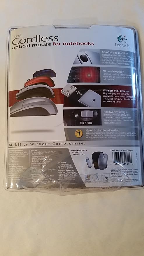 Logitech Cordless Optical Mouse for Notebooks Onyx